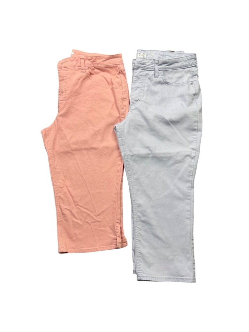 Lot‎ of 2 Lee Rider Capri Jeans Mid Rise Stretch Pastel Blue & Pink Womens 16M